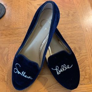 C Wonder Southern Belle flats size 6 blue velvet. Hard to find.